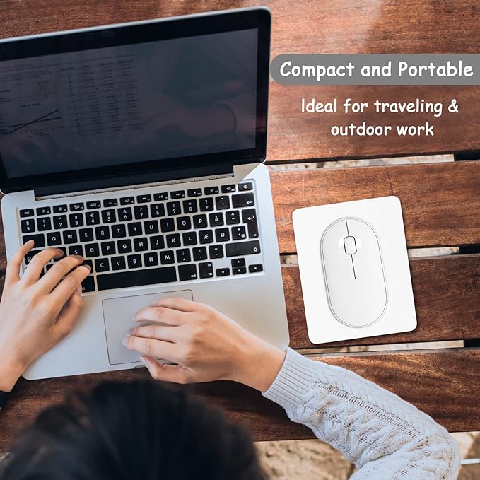 Dapesuom Small Mouse Pad, 5 x 6 Inch Thick Rubber Premium-Textured Non-Slip Portable & Washable Mini Mouse Mat for Women Men Wireless Laptops Keyboard Tray Gaming Work Computer Office Travel, White