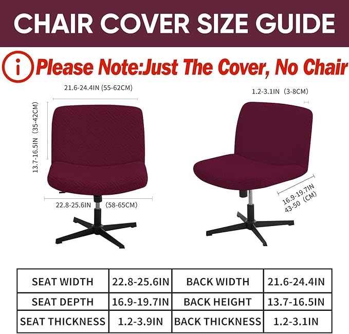 Lavish Cover Waterproof Criss Cross Chair Cover, Jacquard Fabric Elastic Office Chair Cover, Wide Comfy Desk Chair Cover, Armless Chair Cover Protects Chair Stains and Wear(Jacquard:Wine-Red,No Chair)