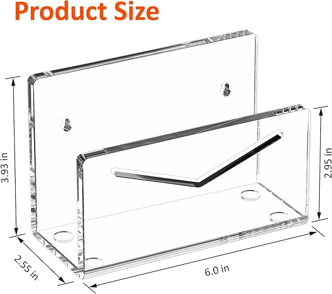 FUCDTEFC Acrylic Mail Holder, Mail Organizer Wall Mounted Clear File Letter Organizer, Vertical Envelope Mail Holder for Desk, Lightweight Countertop Bill Sorter Invoice Stand for Home Office School