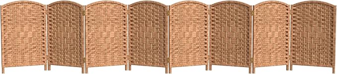 Red Lantern 2 ft. Short Diamond Weave Fiber Folding Screen - Natural - 8 Panel