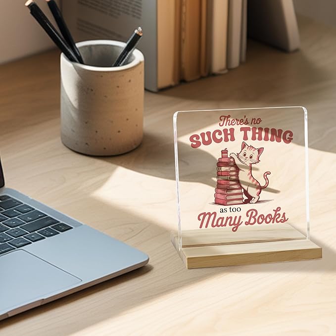 Book Reading Desk Decor Sign, Reading Room Decor for Book Lovers Acrylic Plaque