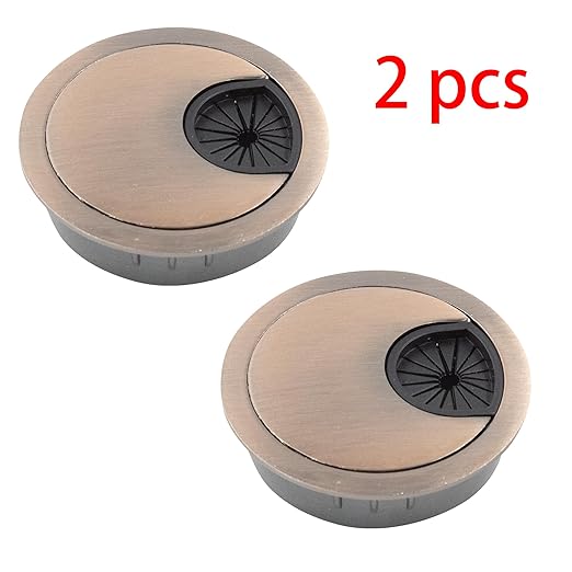 2Pcs 2 Inch(50mm) Red-Bronze Zinc Alloy Wire Cord Cable Table Desk Grommet Hole Covers - for Office and Home Desk Cable Management, Desk Hole, Table Hole