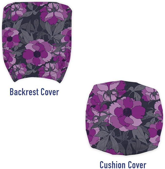 Ambesonne Floral Office Chair Slipcover, Violet Tones Grungy Look Flower Print Wild Rose, Protective Stretch Decorative Fabric Cover, Standard Size, Purple Grey