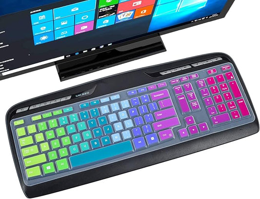 Keyboard Cover for Logitech MK320 YR002/Y-R0009 Wireless Desktop Keyboard, Logitech MK330 MK335 Wireless Keyboard Protector-Rainbow