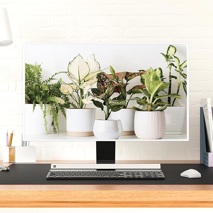 Baocicco Potted Plant Monitor Dust Cover 26, 27, 28 Inch Green Potting Botanical Leaf Monitor Accessories Laptop TV LCD Screen Decoration for Tablet Bonsai Full Body Cover for Computer Screen