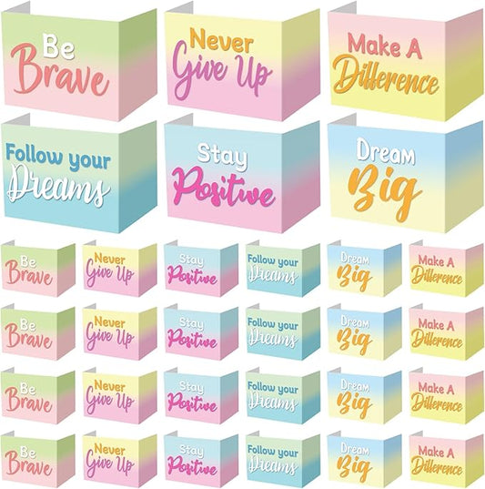 Honoson 24 Pcs Bulk Inspirational Privacy Folders for Students Cardboard Test Privacy Boards Motivational Words Desk Dividers Shield for Classroom School Study Supplies, 6 Styles (Macaron)