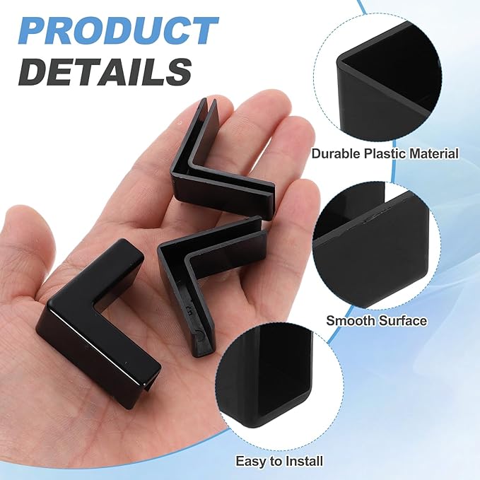 uxcell 24Pcs Plastic Glass Connector, Suitable for 8mm Thick l Shaped Glass to Glass Clamp, Fixing Bracket Rimless Clip Holder for Aquarium Fish Tank Display Shelves, Black