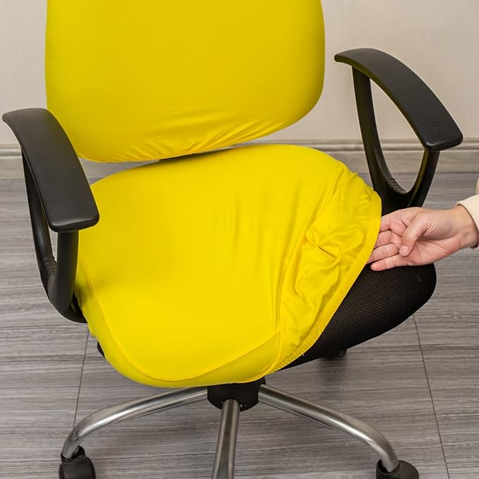 Melaluxe Computer Office Chair Covers, Protective & Stretchable Universal Chair Cover, Stretch Rotating Chair Slipcover (Yellow)