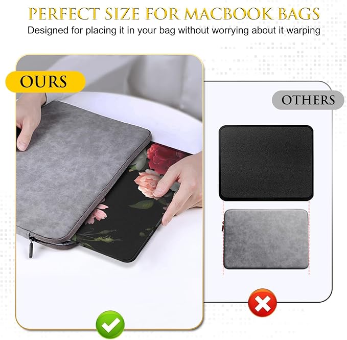 JIKIOU Mouse Pad with Non-Slip Rubber Base, Premium-Textured & Washable Computer Mousepad with Stitched Edges, Mouse Pads for Computers, Laptop, Gaming, Office & Home, 10.2 x 8.3 in Peony