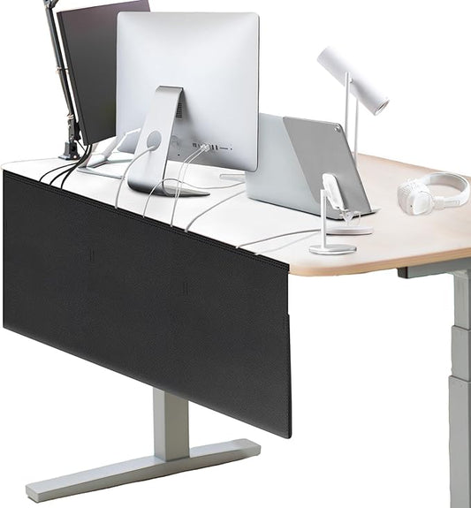 48" Under Desk Privacy Panel Self-Adhesive Modesty Panel with Wire Pocket for Cable Management Organizer Heavy Duty Desk Skirt - Office Home or Standing Workstation Concealer Shield