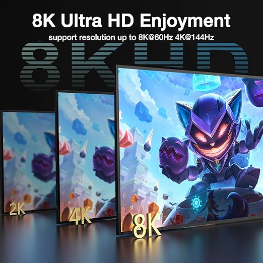 HDMI KVM Switch 2 Monitors 2 Computers 8K@60Hz 4K@144Hz, USB 3.0 Dual Monitor KVM Switch for Running 2 Computers Across 2 Monitors, Sharing 4 USB 3.0 Devices, with Wired Remote & USB Cable
