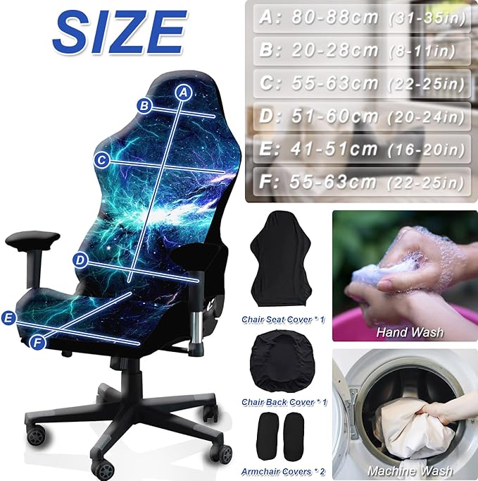 Gaming Chair Covers Slipcovers, 3D Printing Stretchable Elastic Computer Reclining Gaming Chair Seat Cover with Armrest Cover (No Chairs)(H)