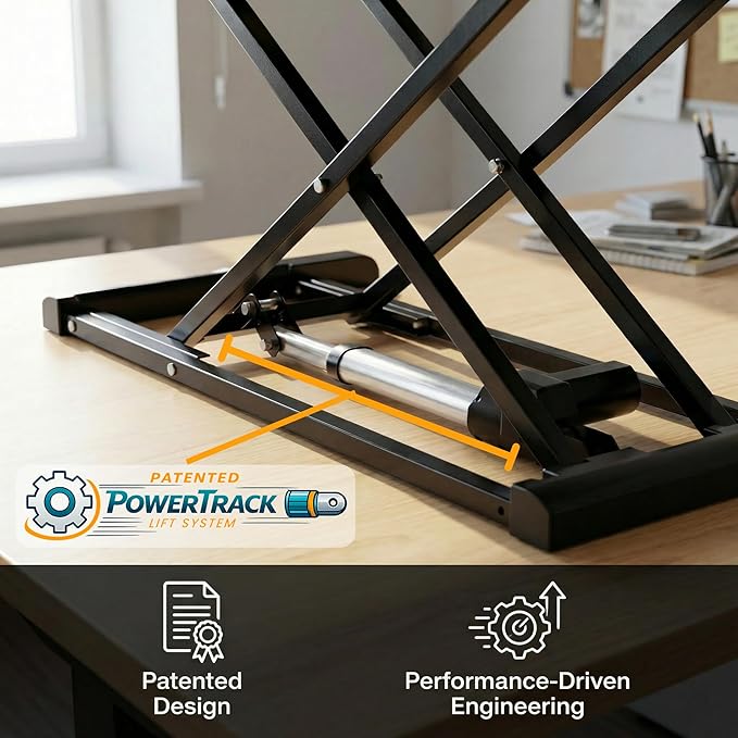 VERSADESK EvoLift 32" Electric Standing Desk Converter, Sit to Stand Riser, 1-Button Easy Lift, Dual Monitor Workstation, Wide Keyboard Tray, Built-in Device Stand, Black