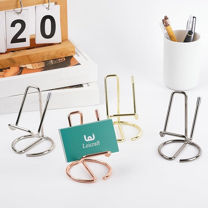 Business Card Holder for Desk, Cute Metal Card Organizers and Office Desk Accessories for Men and Women (Vertical Black)