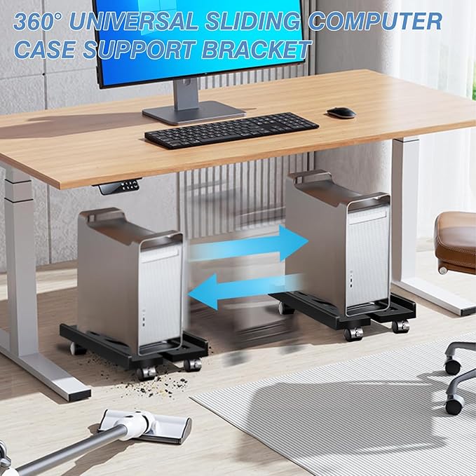 Pc Stand for Floor, Adjustable Computer Tower Stand for Carpet,Mobile CPU Stand with 4 Rolling Caster Wheels, PC Tower Stand Fits Most PC Under Desk-D-Black