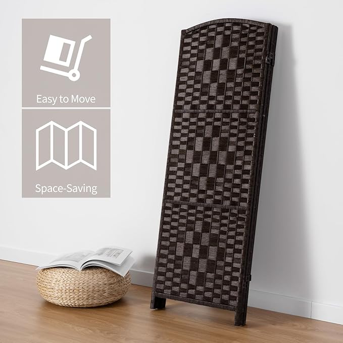 HALLYBEE Small Room Divider, Privacy Screen, Short Room Dividers and Folding Privacy Screens, Foldable Temperary Wall Partitions, 3 Panel Dark Mocha Space Separation Separator