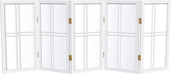 2 ft. Short Desktop Double Cross Shoji Screen - White - 5 Panels