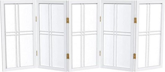 2 ft. Short Desktop Double Cross Shoji Screen - White - 5 Panels