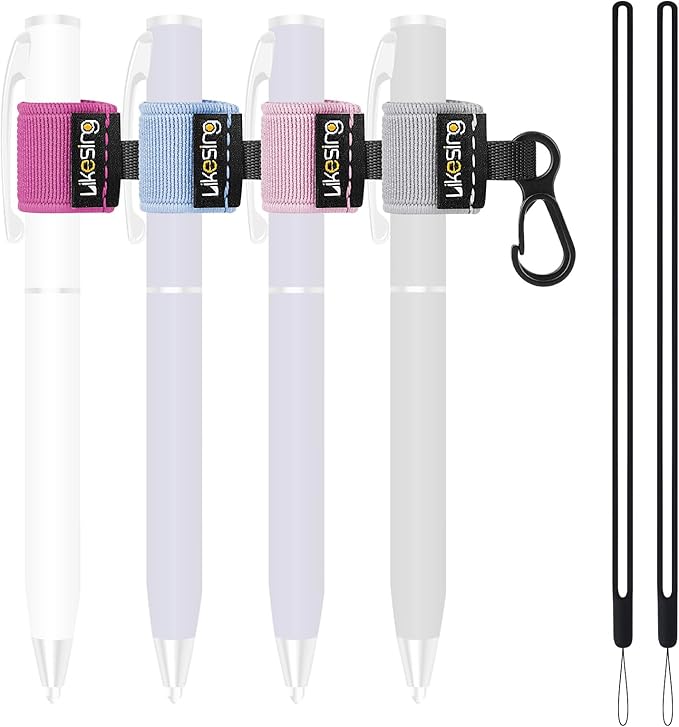 Likesing Pen Holder for Lanyard, Portable Elastic Retractable Pencil Holder with Silicone Lanyard Around Neck, Pen Leash for Nurses, Teachers, Waitres, Carpenters, Construction Workers(Light-colored)