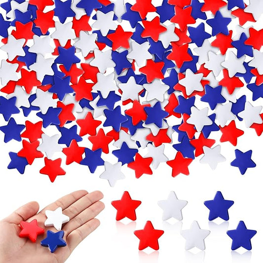 60 Pcs 4th of July Star Vase Bowl Table Filler Mini Resin Patriotic Star Red White Blue Decor for Craft Cutouts Tiered Tray Vase Bowl Table Filler Decor for Independence Day Hanging Ornament,1.18''