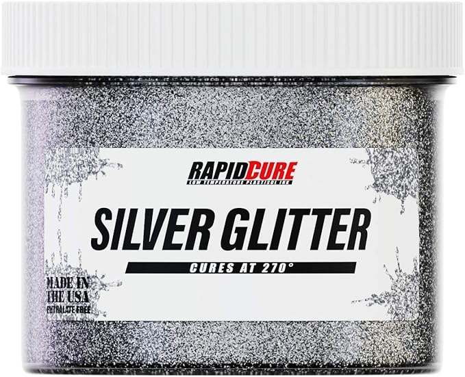 Rapid Cure® Silver Glitter Screen Printing Ink (Quart - 32 oz.) - Silk Screen Ink for Fabric and Textiles, Non Phthalate Formula for Shirt Printing - Perfect Addition to Your Screen Printing Kit