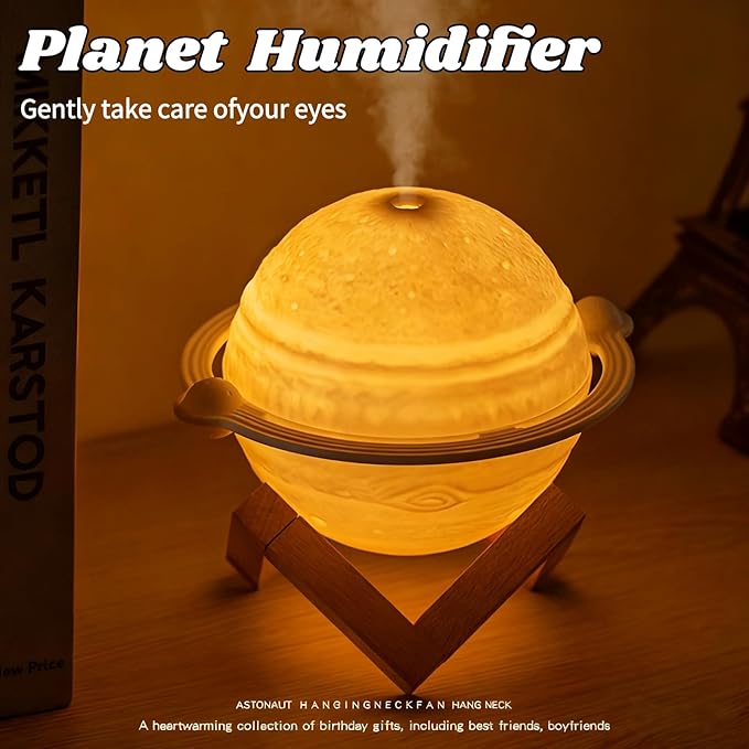 Mini Humidifier, Moon Lamp Desktop Humidifier with LED Night Light, 2 Gear Intermittent Spray, USB Charging Mist Humidifiers, for Bedroom, Office Room, Bedroom, Travel, Etc(Design model)