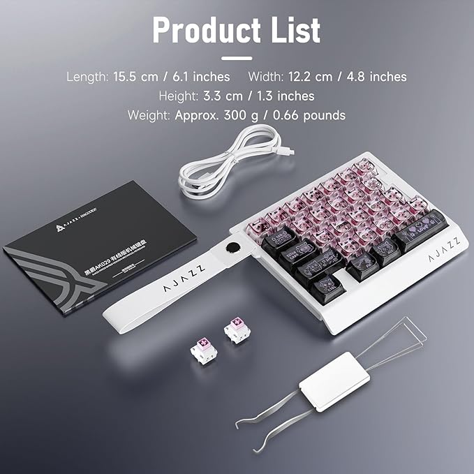 AJAZZ AK029 Wired One Handed Gaming Keyboard,Magnetic Switch, Adjustable Trigger Force, 8KHz Polling, 29 Keys Rapid Fast Mechanical Keyboard, RGB Backlight, SOCD & DKS, Aluminum Plate