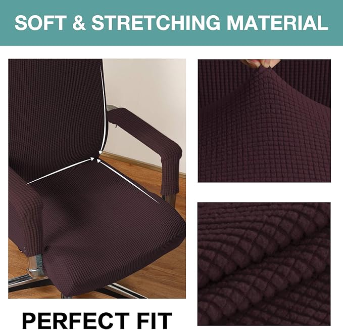 Turquoize Office Chair Cover - Stretch Computer Chair Cover with Arms, Universal Removable Rotating Slipcover for Dogs, Cats & Pets, Brown
