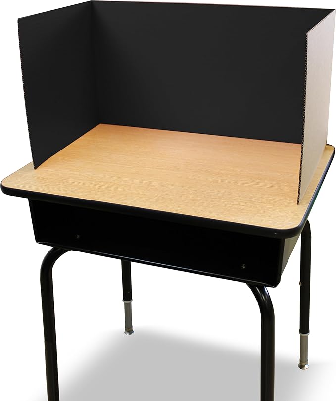 Flipside Products 12 Pack Black Study Carrel, 12”x48” Privacy Boards, Student Privacy and Focus Booth for The Classroom, Desk Divider Cubby for Tests, Made in USA