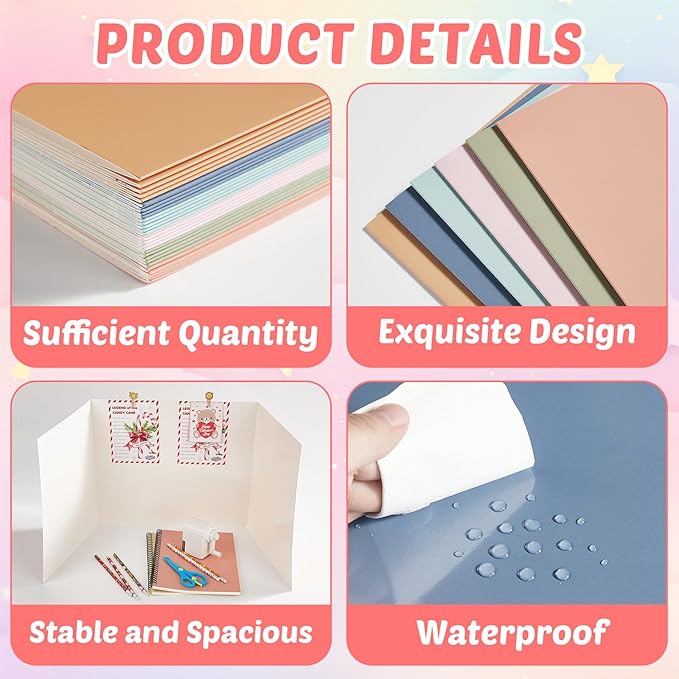 30 Pack Desk Dividers for Students Boho Privacy Folder for Students Waterproof Study Carrel Dividers Testing Divider Privacy Classroom Shield Folder Boards for Classroom School Teacher Supplies
