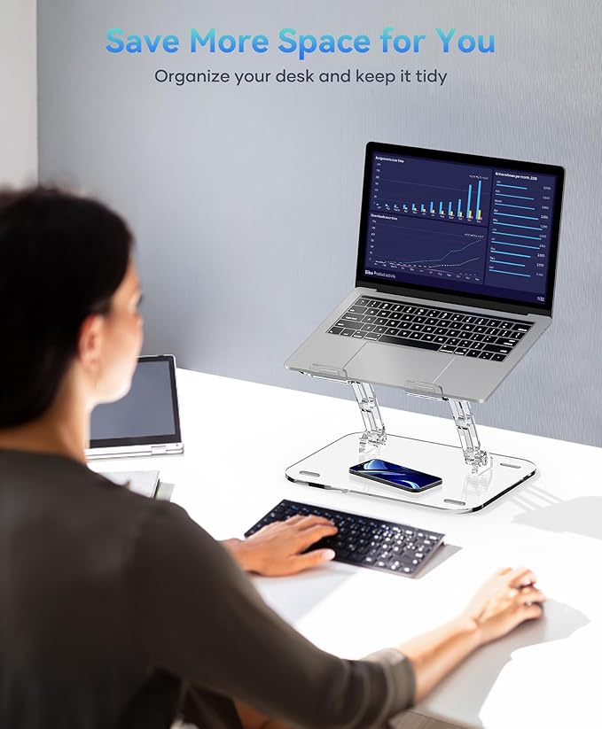 Lpoake Adjustable Foldable Laptop Stand, Portable Ergonomic Computer Stand for Laptop, Compatible with 10 to 15.6 Inches Notebook Computers