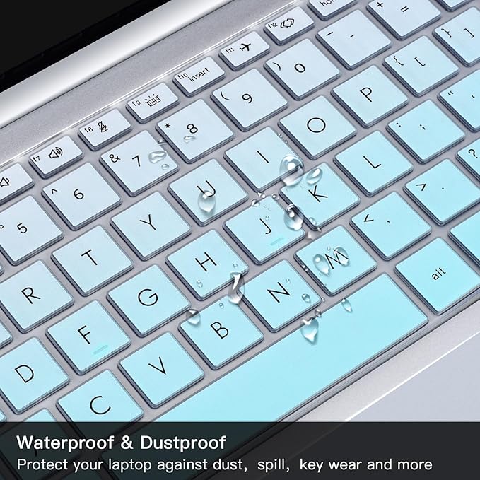 2PCS Keyboard Cover Skin for HP EliteBook 830 835 840 845 1040 G9 G10 13.3 & 14 inch 2025-2022, HP EliteBook 14 inch Keyboard Protector(Not fit 840 845 1040 G11 G8 G7 G6 G5 G4 G3),Gradual Mint+Clear