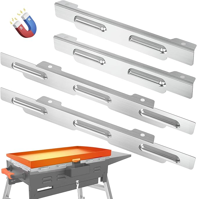 Stainless Wind Guards for Blackstone 28” Griddle, for Blackstone Griddle Accessories Gas Saving, 5016 Magnetic Stainless Steel Wind Screens, Compatible with Rear Grease Cup, Hood and Side Shelf