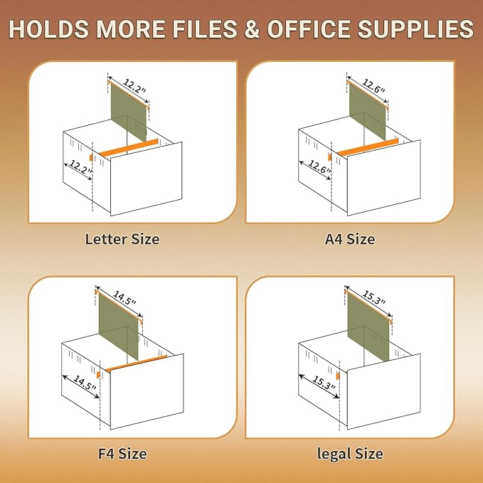 3 Drawer Metal File Cabinet with Lock and Wheels, Mobile Under Desk Filing Cabinet for Home Office, Lockable Organizer for Letter/Legal/A4, Rolling Storage Cabinet for Office & Study, Black