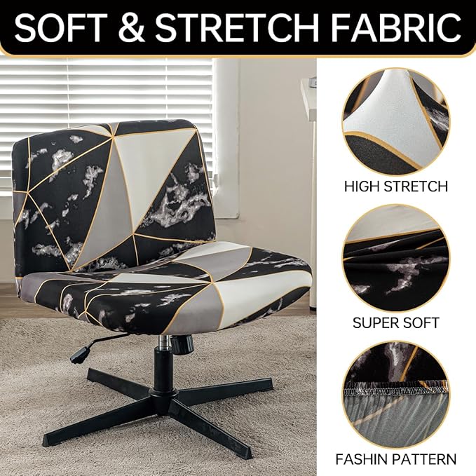Armless Chair Slipcover Stretch Criss Cross Chair Cover, Mid Back Wide Seat Accent Chair Covers,Modern Vanity Chair Cover for Office Desk (A)