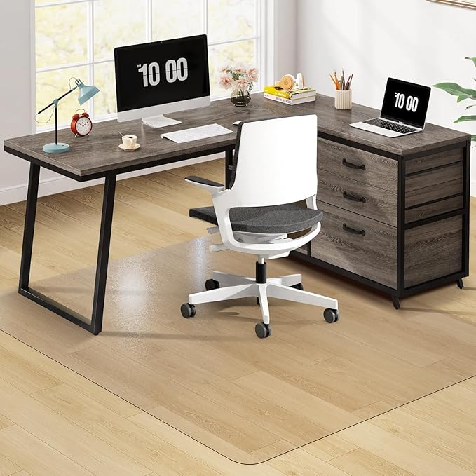 Clear Chair Mat, 60" x 50" Office Chair Mat for Hard Floors, Desk Mat for Gaming Chair, Vinyl Floor Mat for Home Office Kichen Living Room, Clear