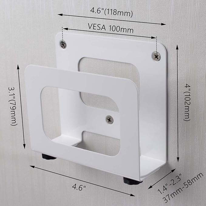 Adjustable Cable Box Mount Small Modem Wall Mount for Small Wide Media Devices Like Cable Boxes, Modems,DVD Players, Beelink Mini PC, Apple TV, Mac mini,Roku and More(Wide)