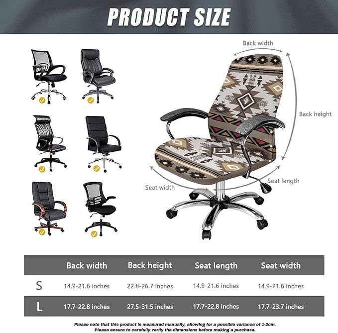 Talayituse Aztec Tribe Geometric Print Office Chair Covers, Stretch Computer Chair Cover, Universal Boss Chair Covers Modern Simplism Style High Back Chair Slipcover, Large