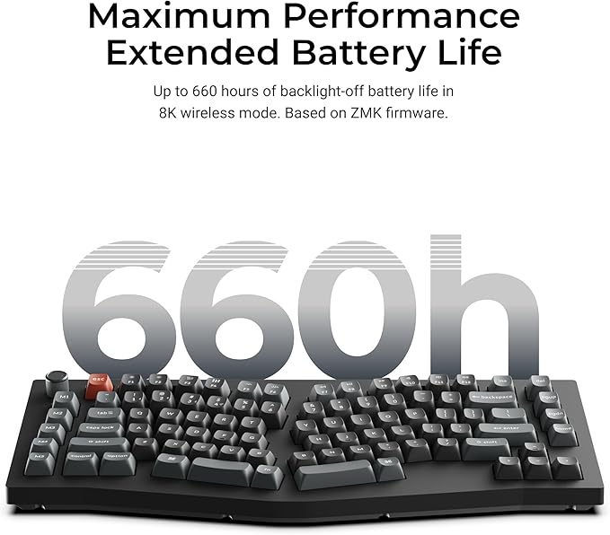 Keychron V10 Ultra 8K Wireless Mechanical Keyboard, 75% Alice Ergonomic Layout, 8000Hz 2.4GHz/Bluetooth 5.3/USB-C Wired, Hot-Swappable ZMK Custom Keyboard with Knob for Mac & Windows