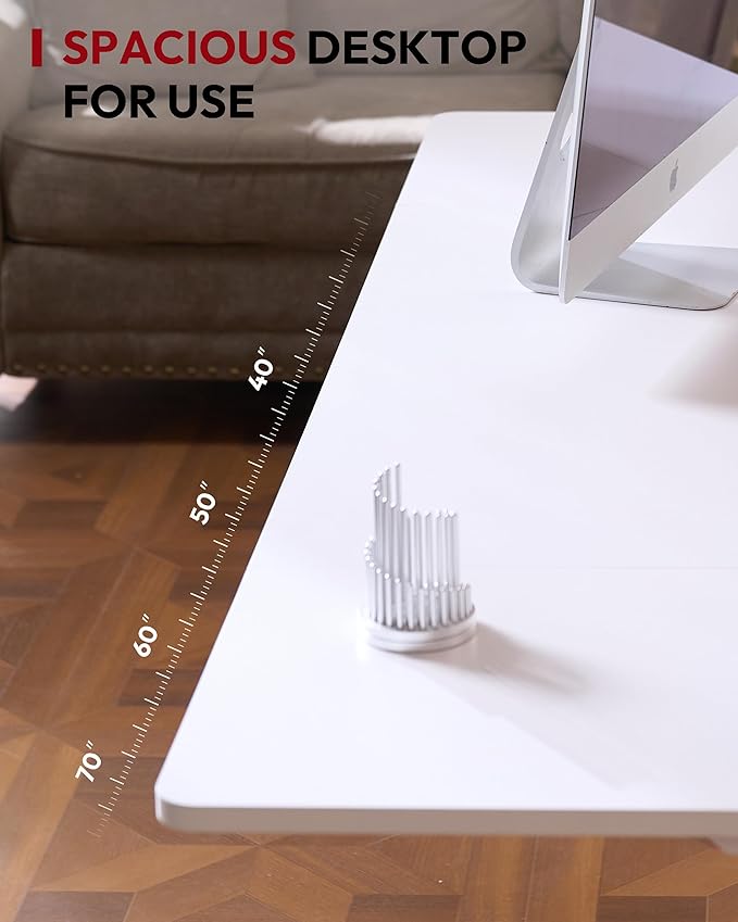 SANODESK Dual Motor Electric Standing Desk 79 x 32 Inches, Height Adjustable Sit Stand Desk with Large Splice Board for Home Office, Computer Workstation, Study & Gaming, White Frame/White Top