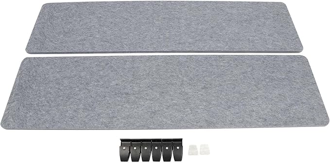 Acoustic Desk Divider, 2Pcs Tabletop Mounted Privacy Cubicle Panels, Clamp-On Polyester Fiber Felt Partition, Noise Reducing Office Partition for Workstation, Classroom, Study Area, 60 * 16in Grey
