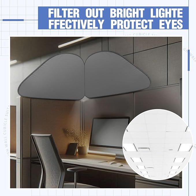 Juexica Foldable Office Cubicle and Desk Shade, Portable 27.5 Inch Cubicle Shade Canopy for Light Sensitive Workers, Block Light and Airflow, for Working Partitions Corner Privacy Accessories(Gray)
