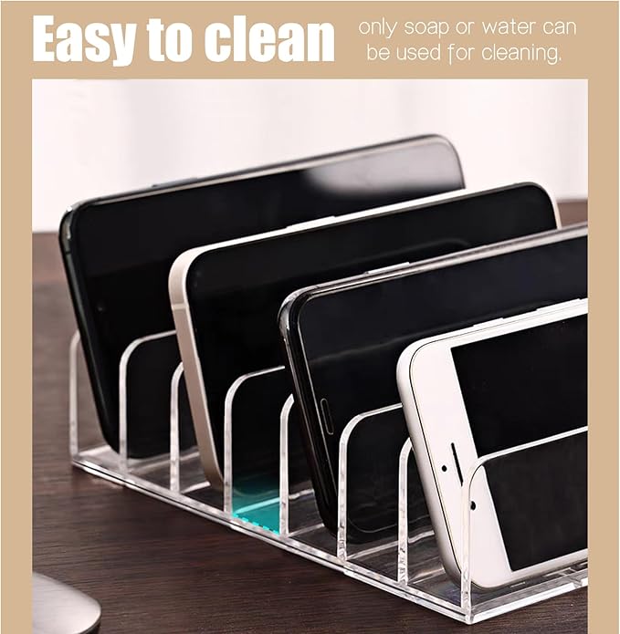 LUOKER Acrylic Mail Organizer - 2 Pcs CD Holder With 7 Compartments, 7 x 5 x 1.57 Transparent Countertop Envelope Organizer for Office, Home Desk(Transparent)