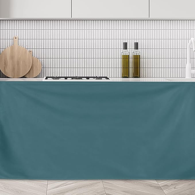 uxcell Cabinet Curtains, Dust Proof Privacy Drape Short Curtain, Hook & Loop Under The Desk Skirt for Kitchen Bathroom Closet Storage Room (35.4" W x 27.6" H, Green)
