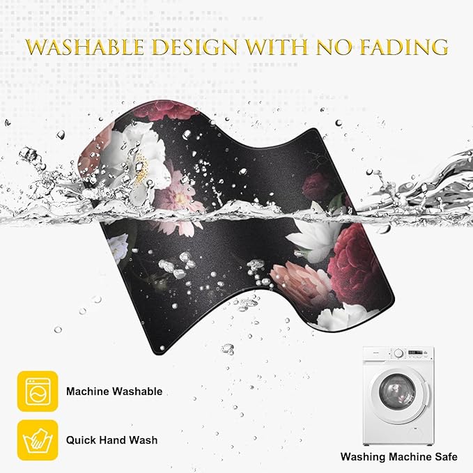 JIKIOU Mouse Pad with Non-Slip Rubber Base, Premium-Textured & Washable Computer Mousepad with Stitched Edges, Mouse Pads for Computers, Laptop, Gaming, Office & Home, 10.2 x 8.3 in Peony