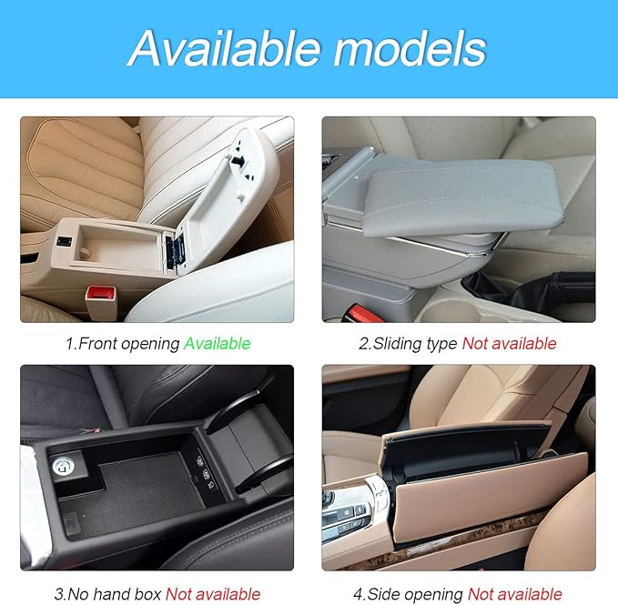 8sanlione Car Leather Center Console Cushion Pad, 11.4"x7.4" Waterproof Armrest Seat Box Cover Fit for Cars, Vehicles, SUVs, Comfort, Car Interior Protection Accessories (Black/White)