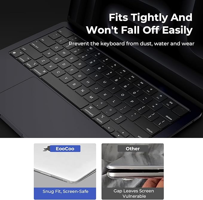 EooCoo Premium Keyboard Cover Skin Protector, Laptop Accessories Compatible with 2026 2025 2024 2023 2022 2021 M5/M4/M3/M2/M1 Pro/Max MacBook Pro 14/16, M5-M2 MacBook Air 13/15, MacBook Neo, Black