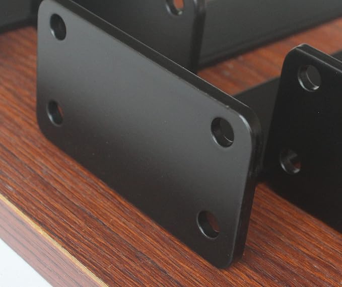 4 Pack - 6 inch Black Hidden L Shelf Bracket (1/5 Inch Thicked) Iron Floating Shelf Brackets Rustic Industrial Metal Brackets for Shelf Support