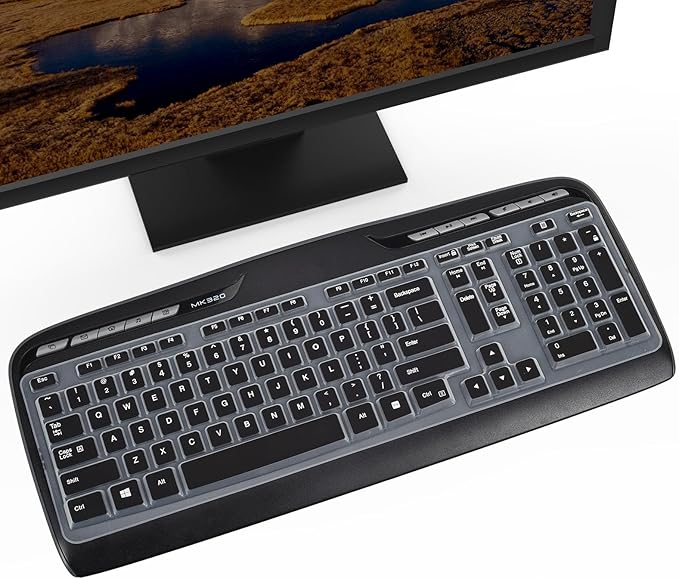 Keyboard Cover Skin Protector for Logitech MK320, YR002, Y-R0009, MK335, MK300, K330 - Part 316G115 Wireless Desktop Accessories,Silicone Keyboard Protective Skin-Black