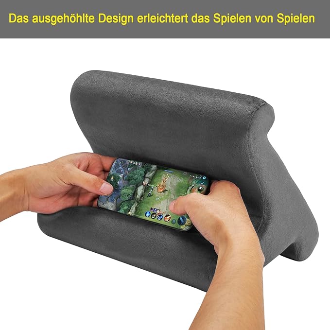 SAMHOUSING Tablet Pillow Stand - Holder & Dock for Bed with 3 Viewing Angles, Compatible with Tablets, Phones & iPad Pro 9.7, 10.5, 12.9 Air Mini 4, 3, Kindle, E-Reader & Books (Grey)